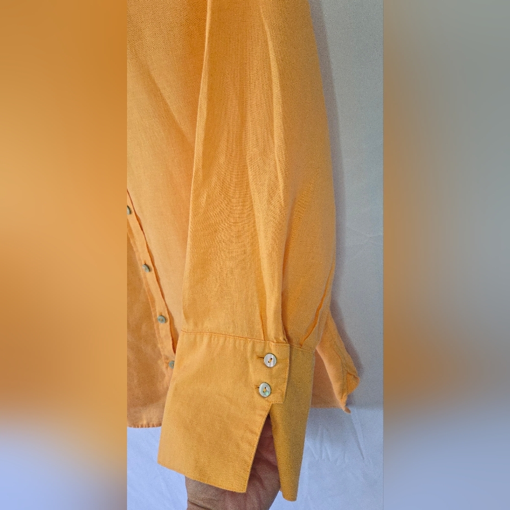 Chicos 100% Linen Bright Orange Button Casual Top Womens Size 16 Chico's 3 - Picture 4 of 6